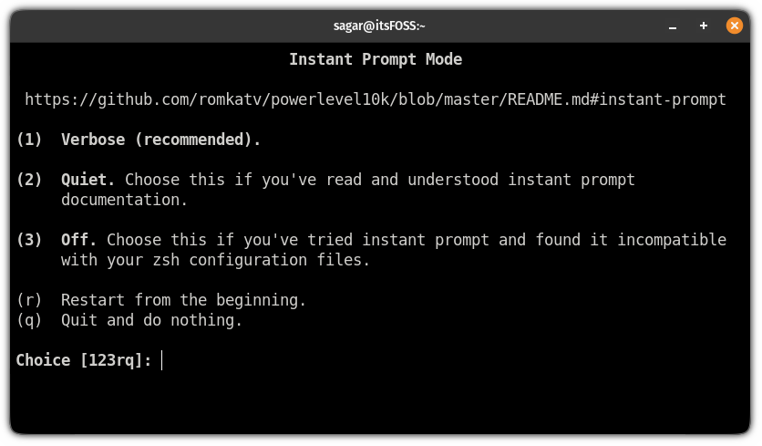 zsh 上 powerlevel10k 中的即时提示模式