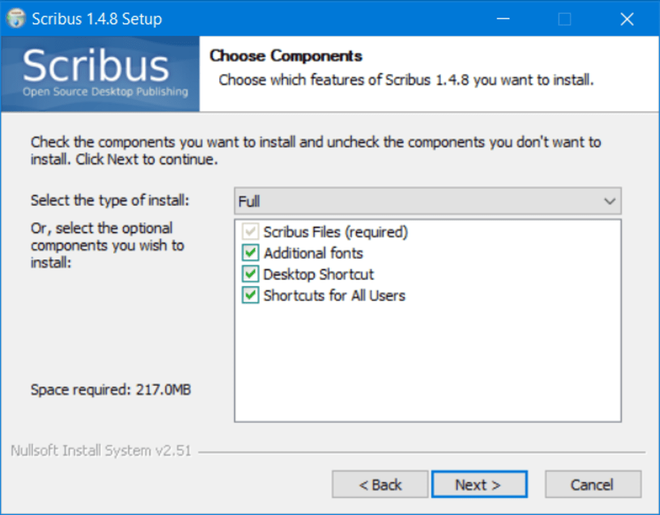 在 Scribus 中添加其他组件,示例其他字体、桌面快捷方式