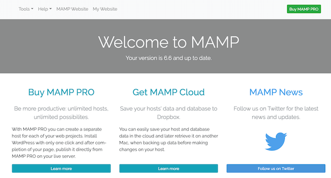 MAMP 欢迎屏幕 MAMP 欢迎屏幕