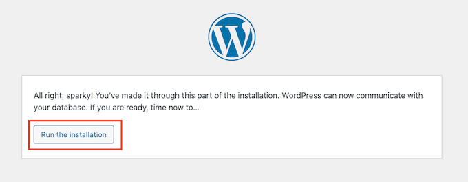 运行 WordPress 安装 运行 WordPress 安装
