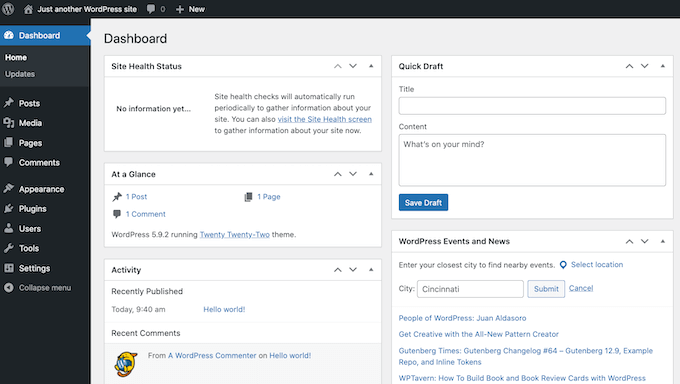 WordPress 仪表板 WordPress 仪表板